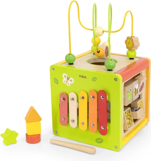 Cubo educativo Viga 5 in 1 con labirinti e xilofono