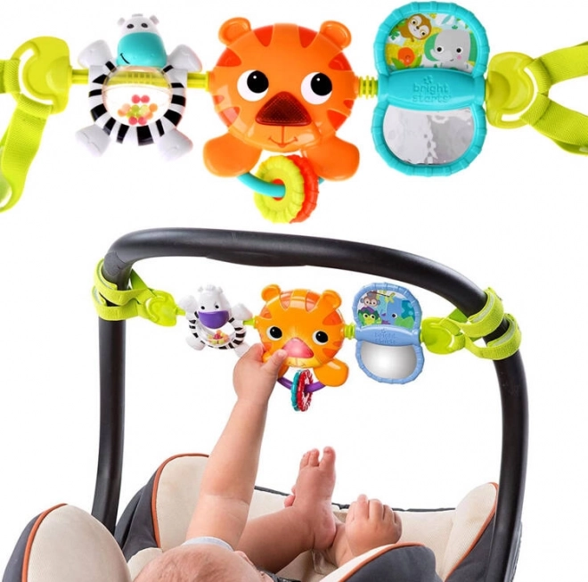 Giocattolo sospeso per passeggino e seggiolino auto con suoni e specchio