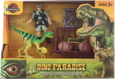 Dinosauro con soldato e accessori