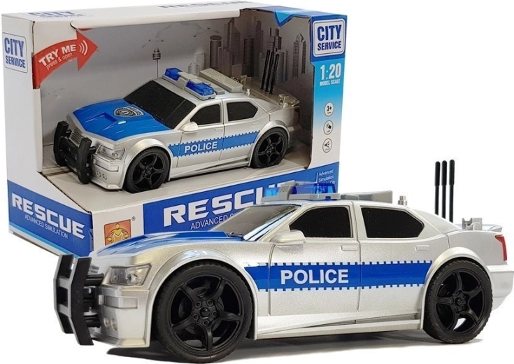 Auto della polizia a batteria 1:20 con luci e suoni, argento