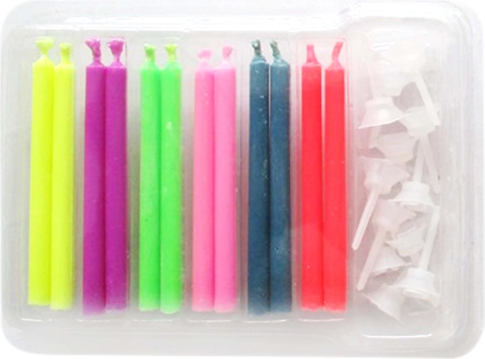 Candeline per torta con base TORO con fiamma colorata, 12+12 pz