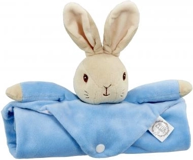 Copertina coccola in peluche con coniglietto PETER RABBIT, blu 37,5 × 37,5 cm