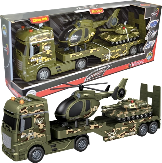 Trattore militare con elicottero e carro armato 1:12 CITY SERVICE CAR