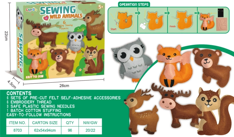 Kit creativo per cucire animaletti in feltro - 1 pezzo