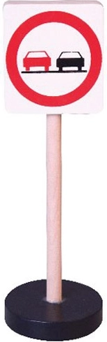 Babu segnale stradale in legno – divieto di sorpasso