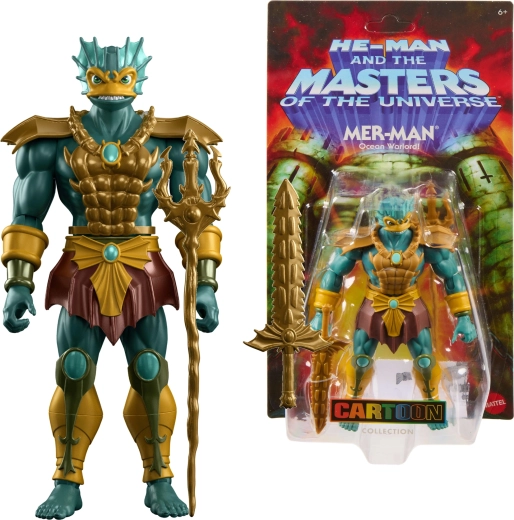 Mattel Masters of the Universe Origins Cartoon Collection 200X figura Tryton (Mer-Man) 15 cm con accessori