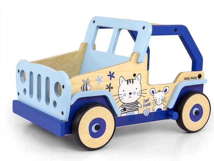 Girello in legno e macchinina da spingere Milly Mally Explorer cat and mouse