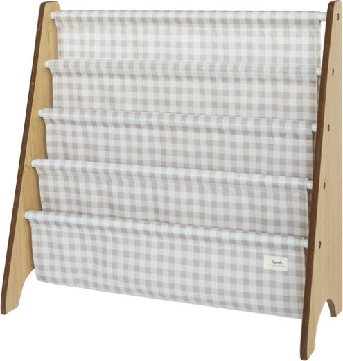 3 Sprouts porta libri in materiale riciclato Gingham/Beige