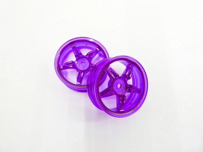 Cerchio ruota a cinque razze Tamiya in colore viola fluorescente, 22 mm