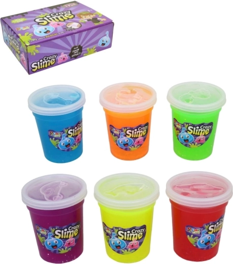 Crazy Slime – set di 12 vasetti colorati con espositore, 7 cm