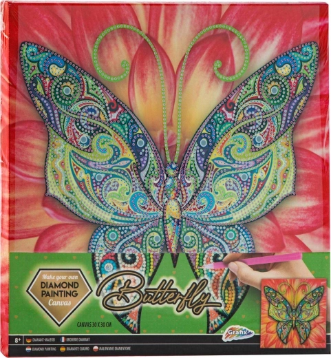 Pittura diamantata GRAFIX farfalla 30 × 30 cm su telaio in legno