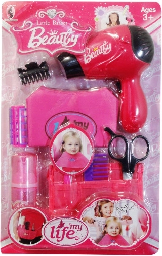 Set da parrucchiera con grembiule rosa per bambini