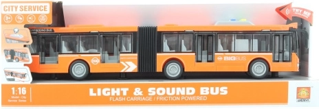 Autobus articolato arancione a batteria con luci e suoni