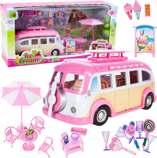 Camper rosa – chiosco del gelato per bambole con accessori