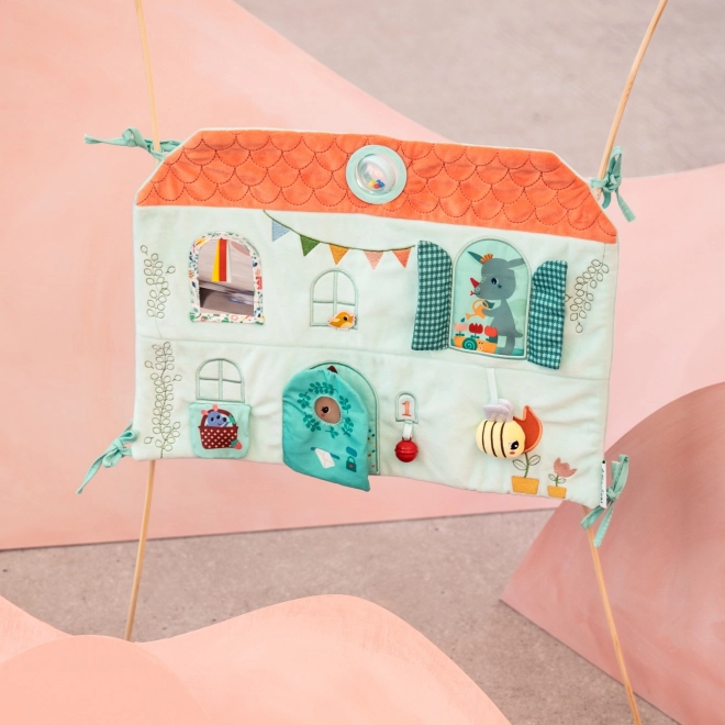 Pannello tessile per lettino - casetta del cerbiatto Stella e del draghetto Joe