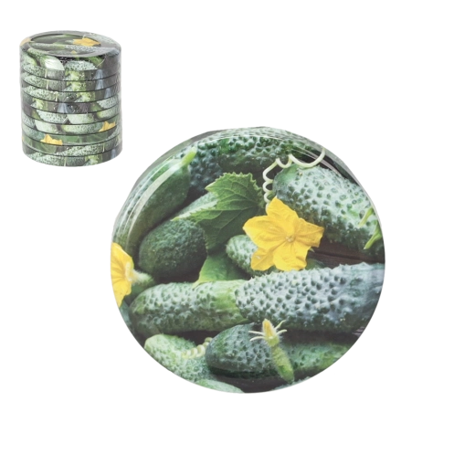 Set di coperchi per conserve con motivo cetrioli 82 mm – 10 pezzi