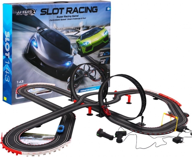Pista da corsa per bambini di 10 metri 6+ con luci e due macchinine 1:43