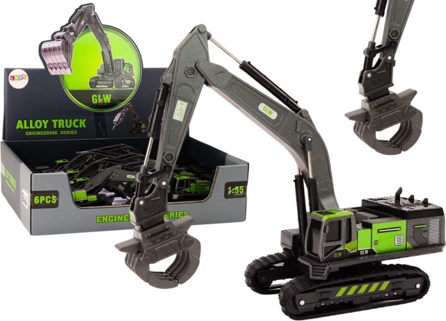 Giocattolo Escavatore cingolato con benna in metallo 1:55 nero-verde