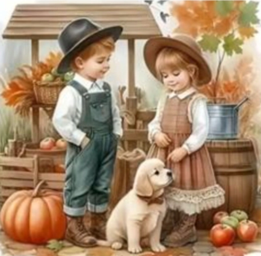 Norimpex pittura con diamanti Bambini al mercato autunnale 30 × 40 cm