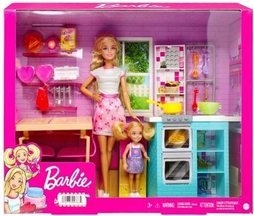 Barbie e Chelsea – set per cucinare insieme con cucinetta e tavolino da pranzo