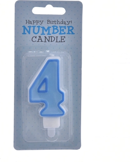 Candela per torta blu numero 4 (7 cm)