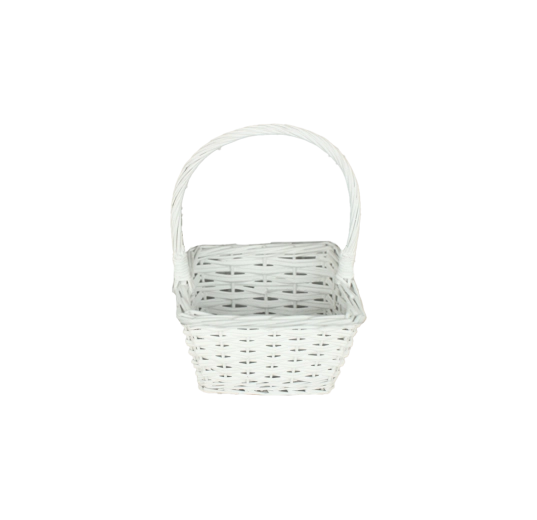 Cestino in vimini bianco con manico 20 × 20 × 12/30 cm