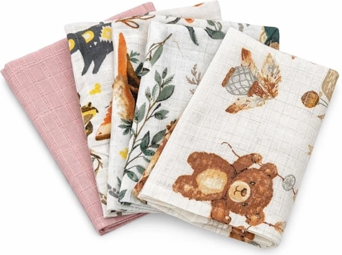 Pannolini di cotone stampati NEW BABY 60 × 80 cm, per bambina, 5 pz