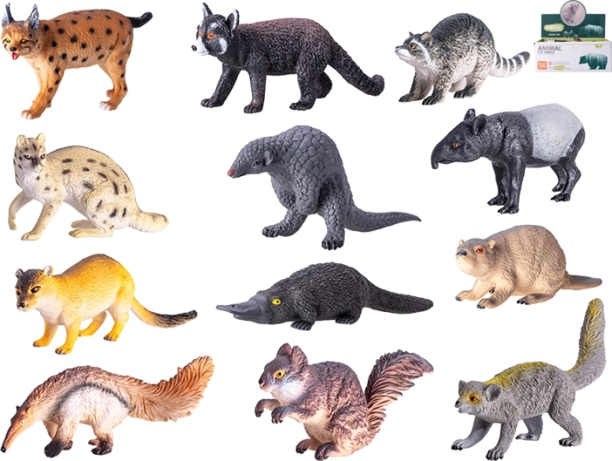 Set di figurine in plastica di animali dei boschi 13–16 cm, 12 pezzi