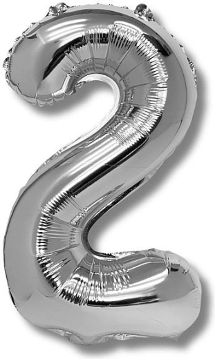 Palloncino in foil numero 2, 40 cm, argento