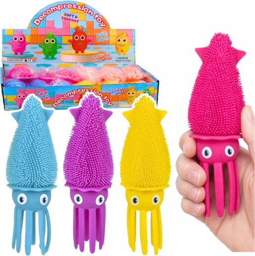 Calamaro sensoriale luminoso antistress da schiacciare con LED, mix di colori