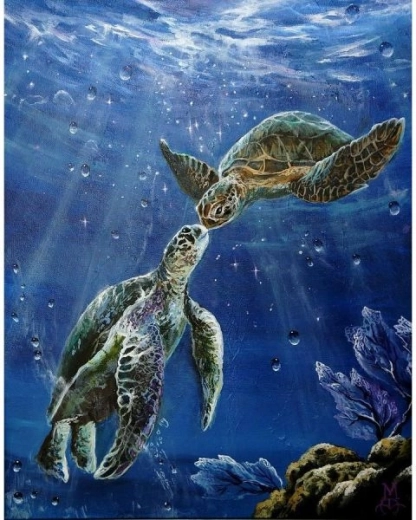 Ricamo con diamanti (diamond painting) tartarughe marine 30 × 40 cm