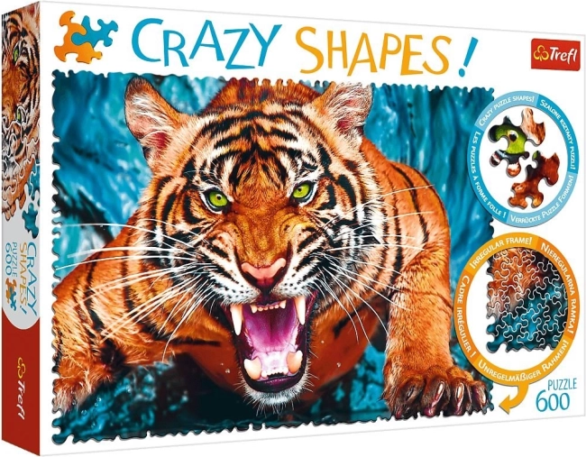 Puzzle Crazy Shapes 600 Pezzi Faccia a Faccia con Tigre Trefl