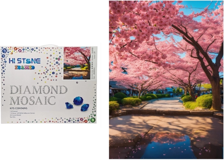 Mosaico di diamanti Sakura in fiore