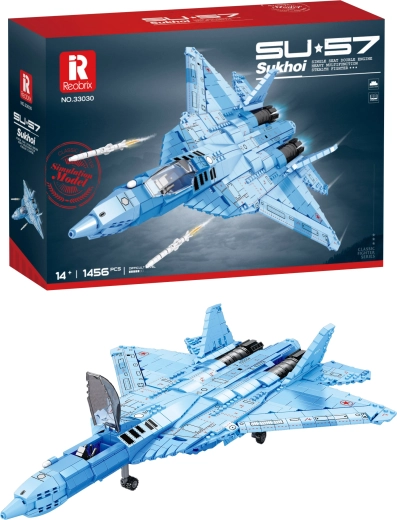 Kit di montaggio del caccia Su-57 in mimetica blu (1456 pezzi)