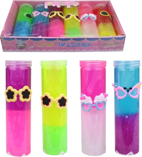 Slime colorato scintillante in tubetto con accessori 19 cm