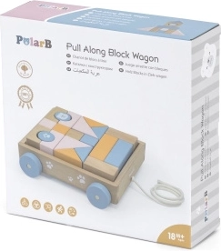 VIGA PolarB carrellino in legno da trainare con cubi, 21 pezzi