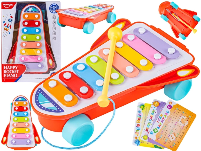 Xilofono per bambini su ruote a forma di razzo - 1 pezzo