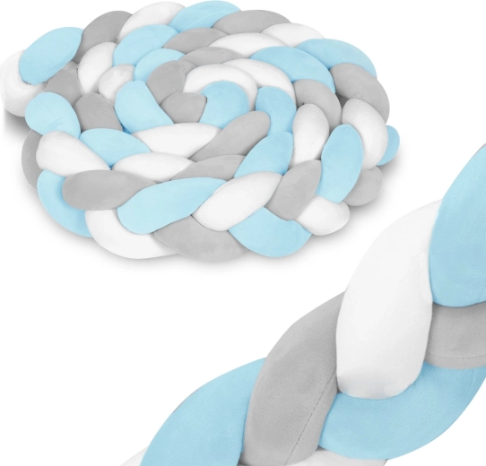 Ricokids paracolpi intrecciato protettivo per lettino blu-grigio 3 m