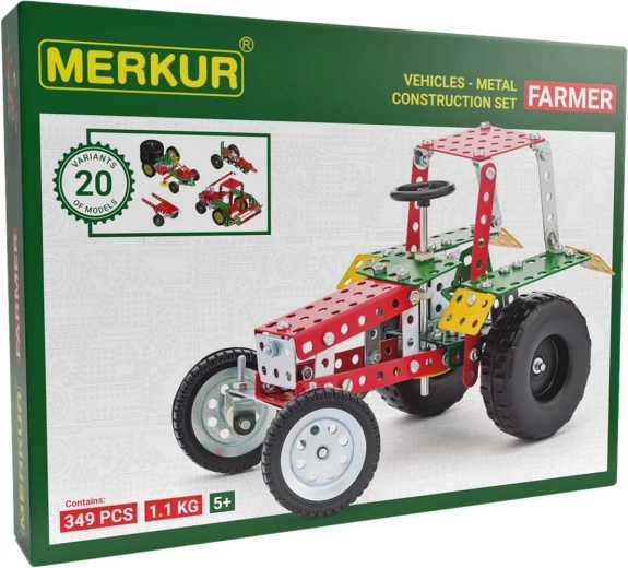 Set di costruzioni in metallo agricolo Merkur, 341 pezzi