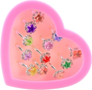 Anelli per bambini regolabili con pietra scintillante (12 pz)