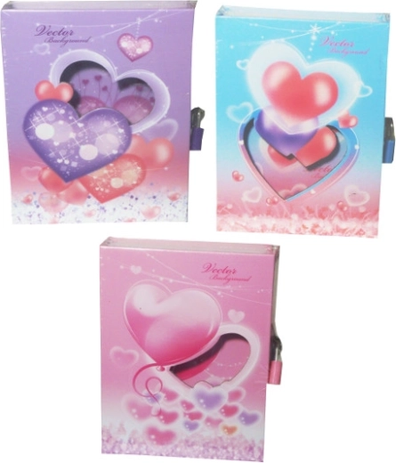 Diario con cuore e lucchetto - 1 pezzo