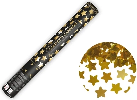 Tubo sparacoriandoli con stelline dorate 40 cm