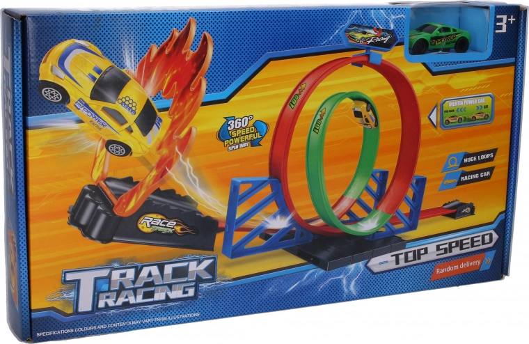 Pista con loop e rampa di fuoco 100 × 22 × 27 cm