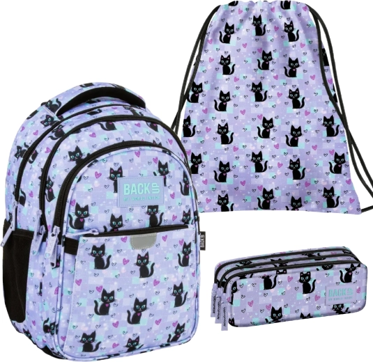 BackUP set scolastico Magic Cats 3 in 1 – zaino, astuccio e sacca