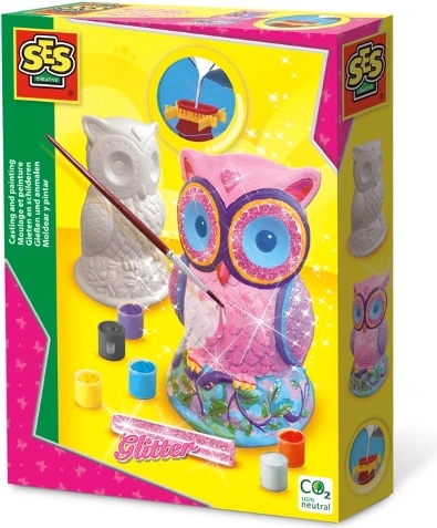 Kit per calchi in gesso con colori – gufo