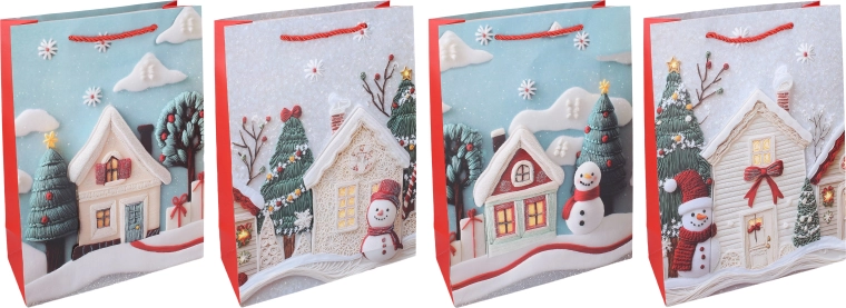 Sacchetto regalo natalizio L 30 × 40 × 12 cm - 1 pezzo
