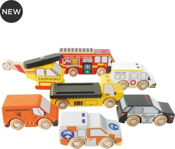 Le Toy Van set di veicoli di soccorso con elicottero