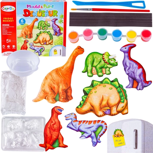 Kit creativo fai-da-te per realizzare magneti in gesso dinosauri