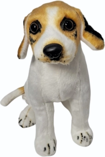 Cane di peluche in bianco e marrone