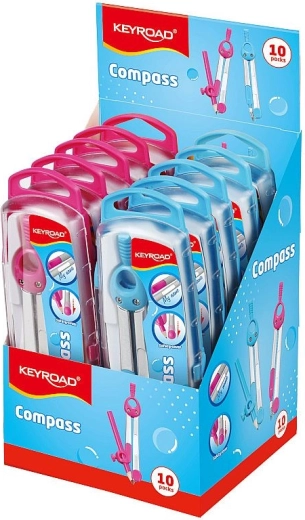 Compasso KEYROAD Jelly Bean in astuccio, set per cerchi precisi